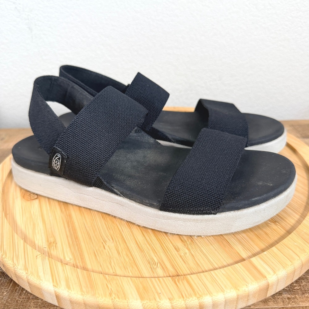Keen Elle Backstrap Sandals Womens 9 Black Stretch Gore Platform 1022620